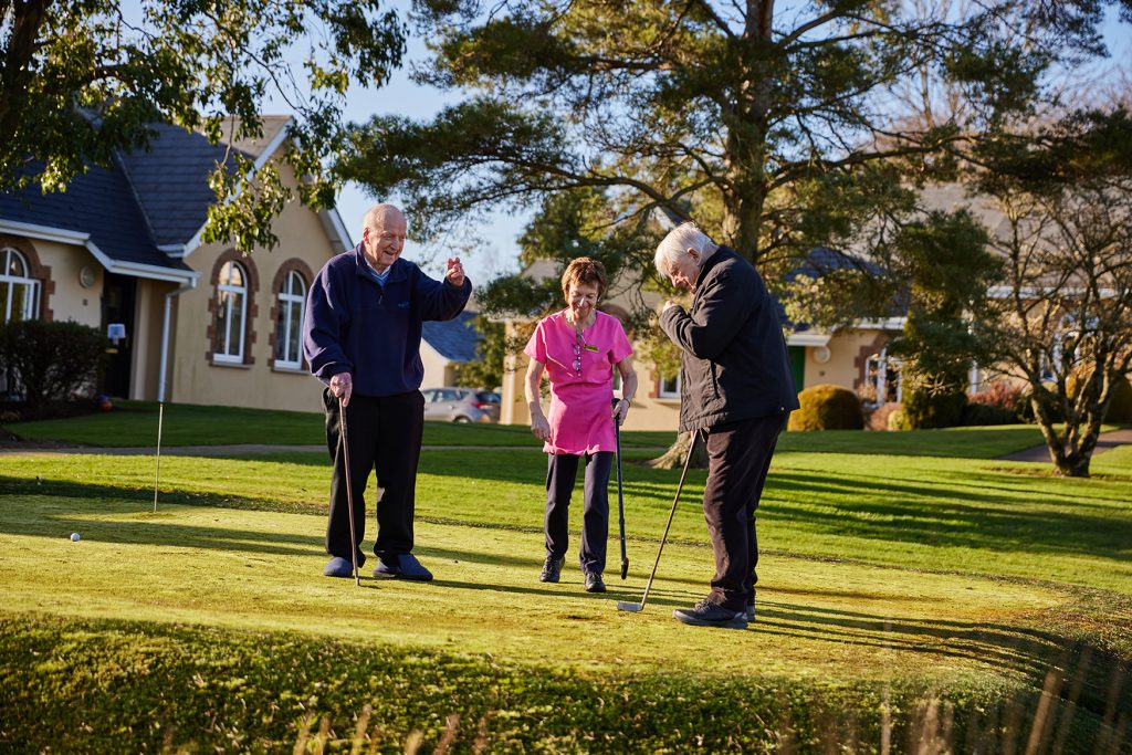 Gorey nursing home residents on putting green