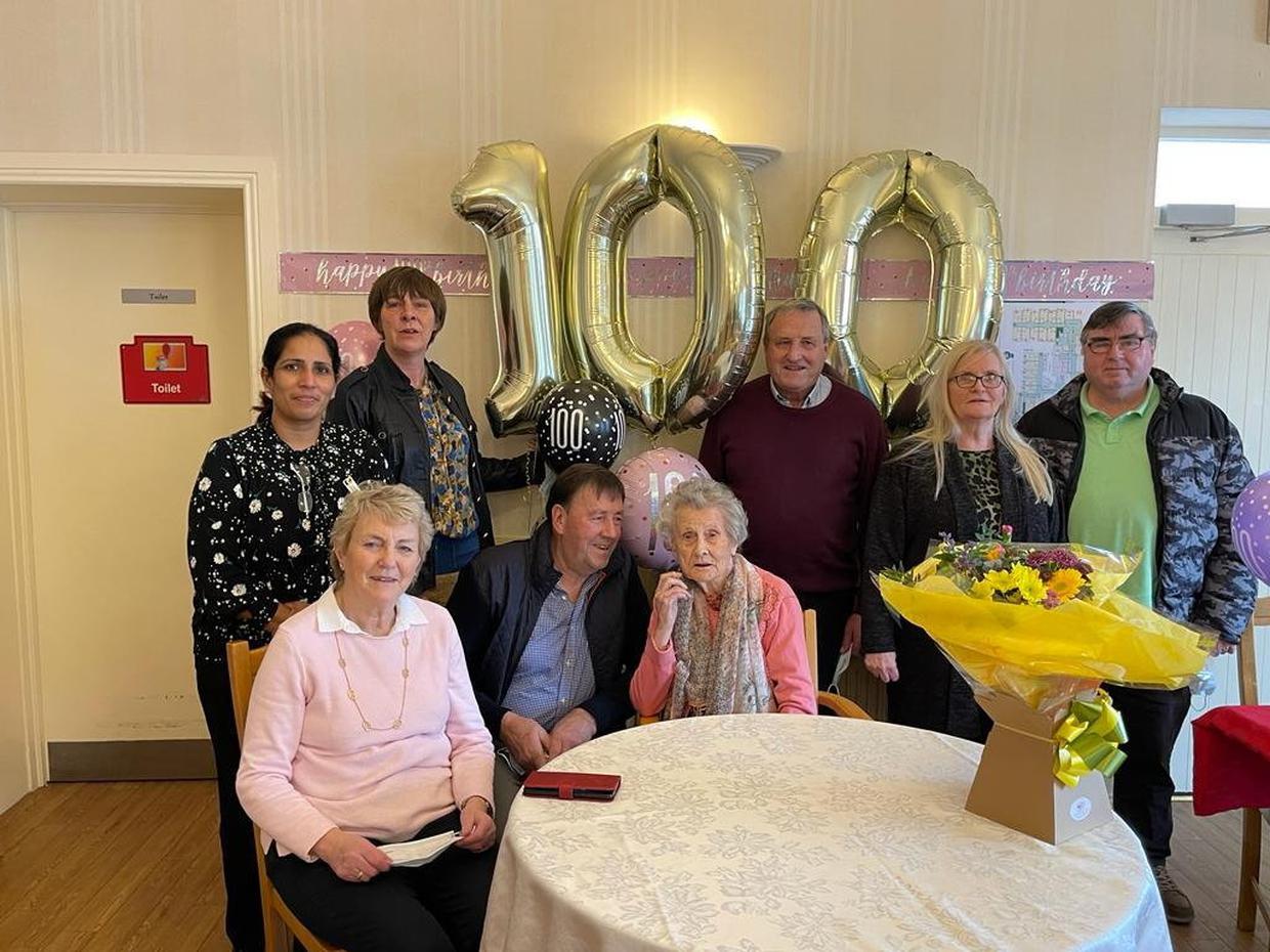 Photo of Middletown House nursing home resident Betty Davis celebrating her 100th birthday